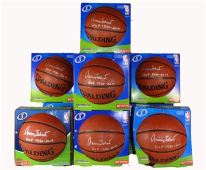 Lot of Ten (10) Jerry West Signed and Inscribed Basketballs